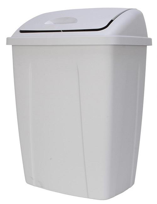 Mainstays 13 Gallon Trash Can, Plastic Swing Top Kitchen Trash Can, Gray