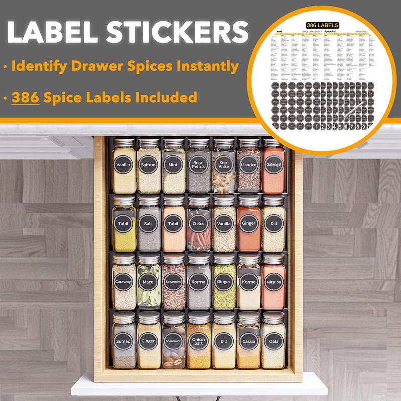 SpaceAid® Spice Drawer Organizer with 28 Spice Jars Compact Spice Rack for Kitchen Drawer