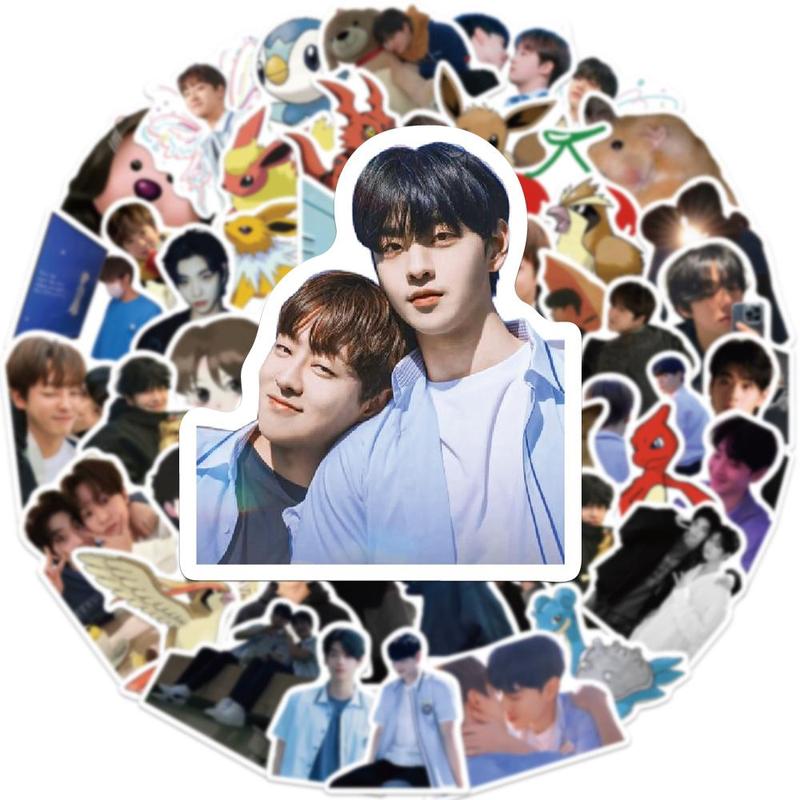 Kpop Actor Sticker, 50pcs set Creative Korean Drama Actor Pattern Decorative Sticker, DIY Decals for Water Bottle, Laptop, Phone, Scrapbooking, Journal