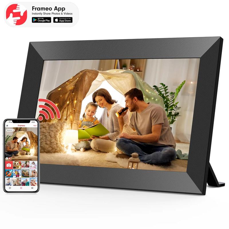 [Black Friday]Christmas Gift Frameo WiFi Digital Photo Frame, Real-time Video Photo Sharing, 10.1-inch HD IPS Smart Touch Screen Photo Frame, Support 32GB Memory and Cloud Album, Automatic Rotation or Wall Hanging, Creative Birthday Gift, Cyber ​​Monday