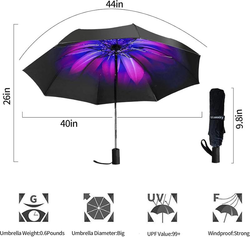 Compact Portable Travel Umbrella 8 RIBS Windproof Waterproof Protection Golf Umbrellas Cover