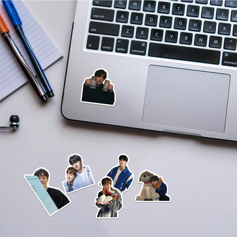 Kpop Actor Sticker, 50pcs set Creative Korean Drama Actor Pattern Decorative Sticker, DIY Decals for Water Bottle, Laptop, Phone, Scrapbooking, Journal