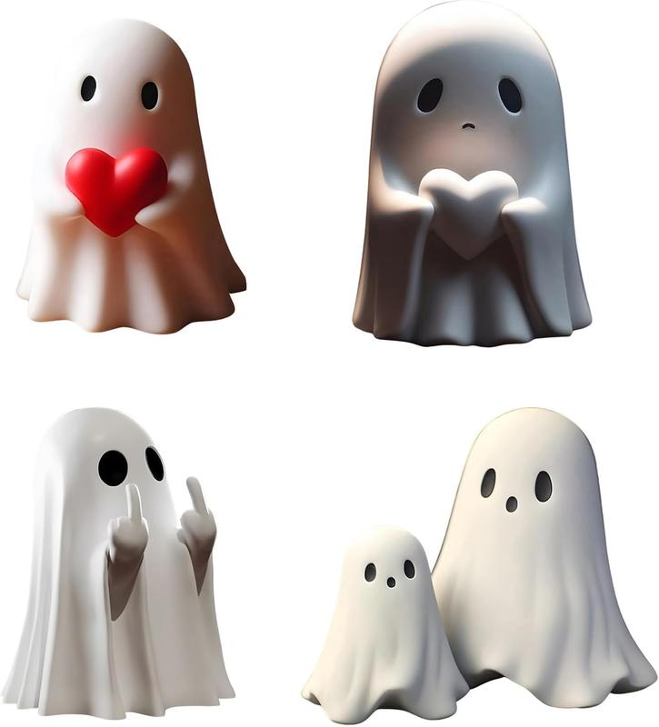 Cute Ghost Figurine - Spooky Resin Ghost Statue, Cute Ghost Decor for Home Decorations, Porch and Indoor Spooky Home Decor Ornaments