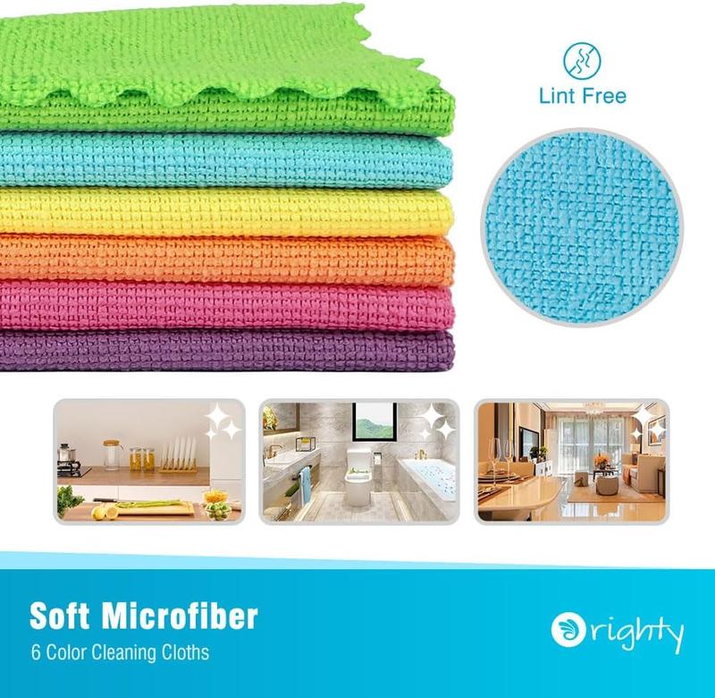 Cleaning Cloths 12x12 inch, Pack of 24, Highly Absorbent Microfiber Cleaning Supplies, Lint Free Cloths for Multiple-use,  Cleaning Rags for House, Kitchen, Car Care (Multi-Color)