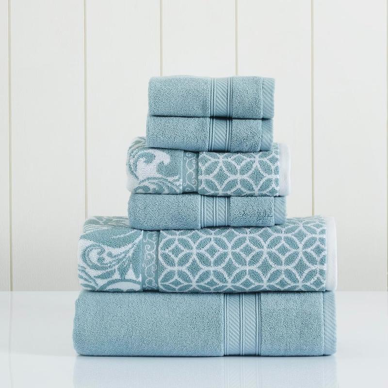 6-count Reversible Yarn Dyed Towel Set - Bath Towels, Hand Towels, & Washcloths - Absorbent & Quick Dry - Combed Cotton