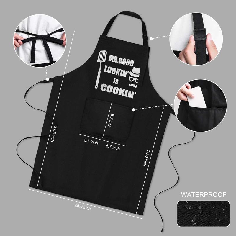 Aprons for Men, Mens Apron, Funny Aprons for Men, Funny Chef Apron, Mr. Good Lookin' is Cookin' Apron, BBQ Grill Apron, Husband Birthday Gift, Gifts for Husband, Father's Day Gifts for Dad.