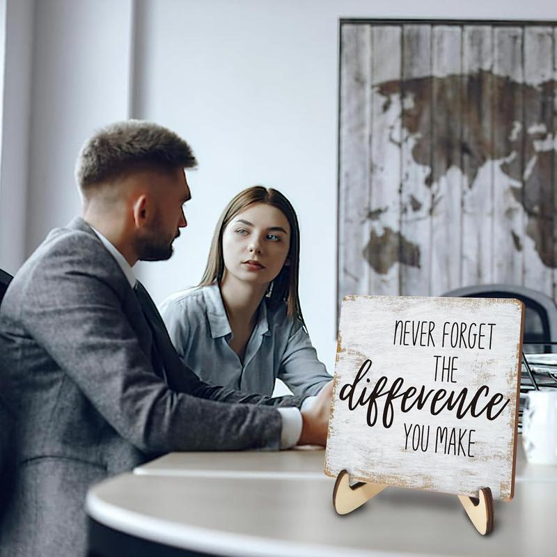 Decorative Desk Decor Motivational Positive Thank You Gifts Employee Appreciation Plaque with Wooden Stand Inspirational Wood Sign for Boss Mentor Leader Coworker Home Office Table Bookshelf