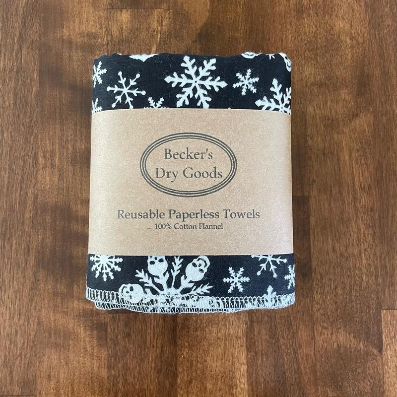 Snowflake 6 Pack - Eco-Friendly Kitchen Paper Towel Replacement - Cotton Flannel