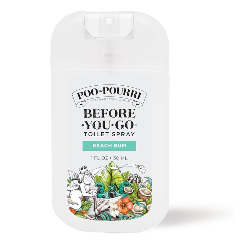 Poo-Pourri Before-You-Go Toilet Spray, Beach Bum, 1 Fl Oz Pocket Travel Size - Coconut, Orchid and Toasted Praline Bottle Bowl Fragrance Freshener