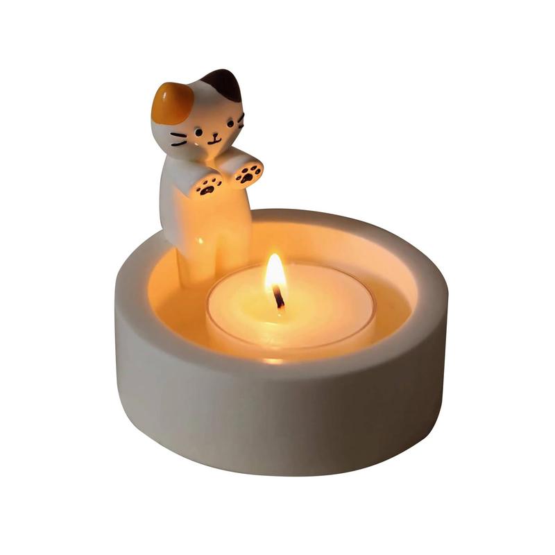 Cute Cartoon Cat Design Candle Holder, 1 Count Resin Craft without Candle, Decorative Candle Holder for Home Party Wedding