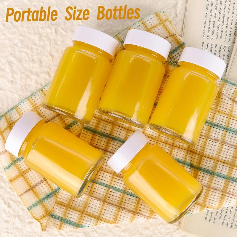 30 Pack 2 OZ Glass Shot Bottles with Caps, 60 ML Empty Wellness Juice Shot Bottles, Reusable Clear Glass Bottles for Juice, Shots and Homemade Beverages