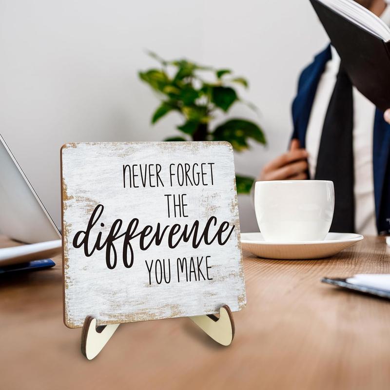 Decorative Desk Decor Motivational Positive Thank You Gifts Employee Appreciation Plaque with Wooden Stand Inspirational Wood Sign for Boss Mentor Leader Coworker Home Office Table Bookshelf