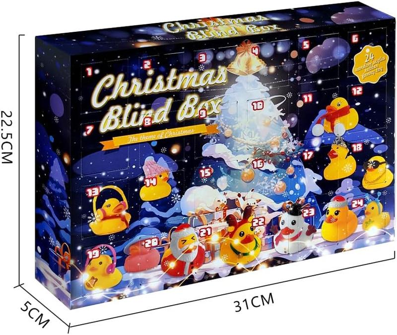 Christmas Countdown Blind Box, 1 Box Random Cute 24 Grid Duck Christmas Gift Box, Party Favors for Christmas, Party Gifts for Friends, Family, Classmates, Teachers, Christmas Advent Calendar Giftbox Set