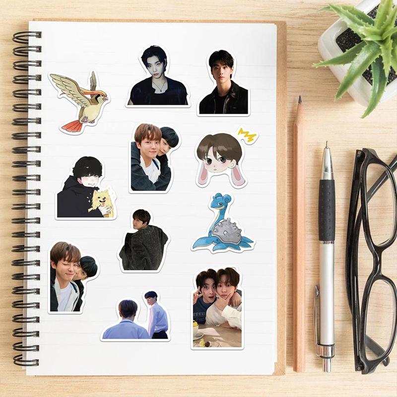 Kpop Actor Sticker, 50pcs set Creative Korean Drama Actor Pattern Decorative Sticker, DIY Decals for Water Bottle, Laptop, Phone, Scrapbooking, Journal