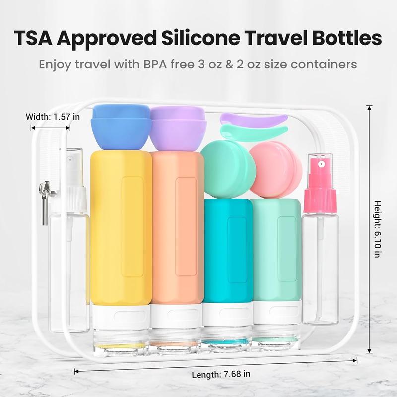 17 Pack Travel Bottles for Toiletries, TSA Approved Travel Size Toiletries Bottles, Leak Proof Travel Size Containers, Travel  for Body Wash, Shampoo, Lotion & Conditioner Colorful Kit Silicone Waterproof Organiser