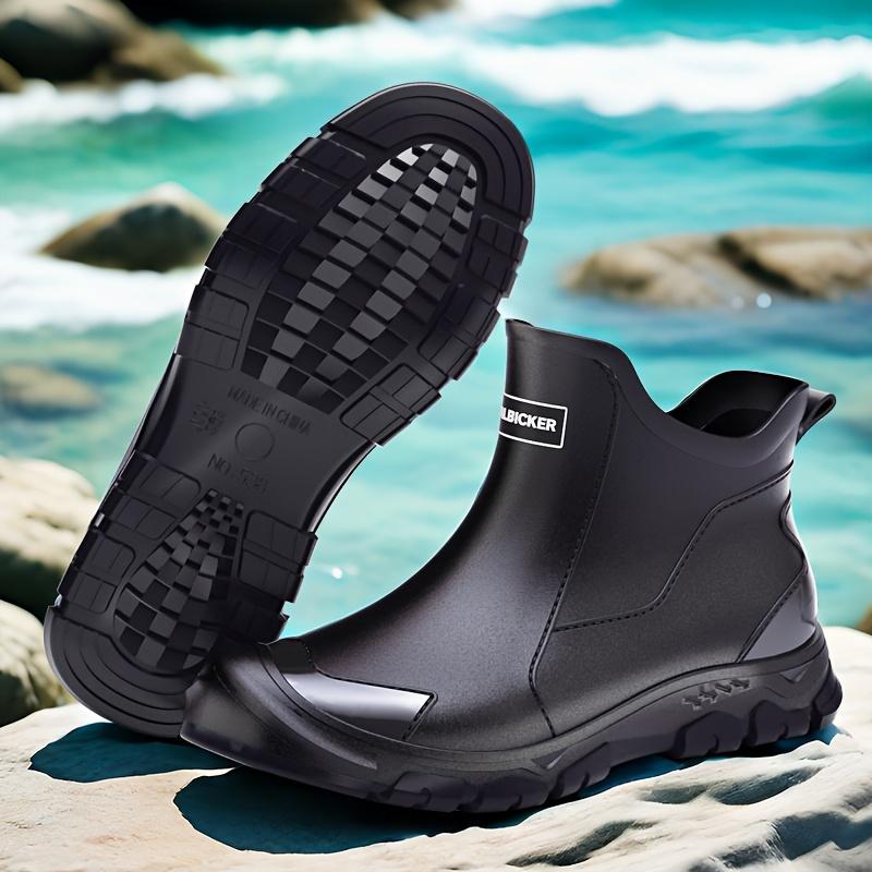 Men's Waterproof Rain Boots for Mountaineering and Water Sports, All Seasons Universal Solid Color, Wear-Resistant Rubber Sole