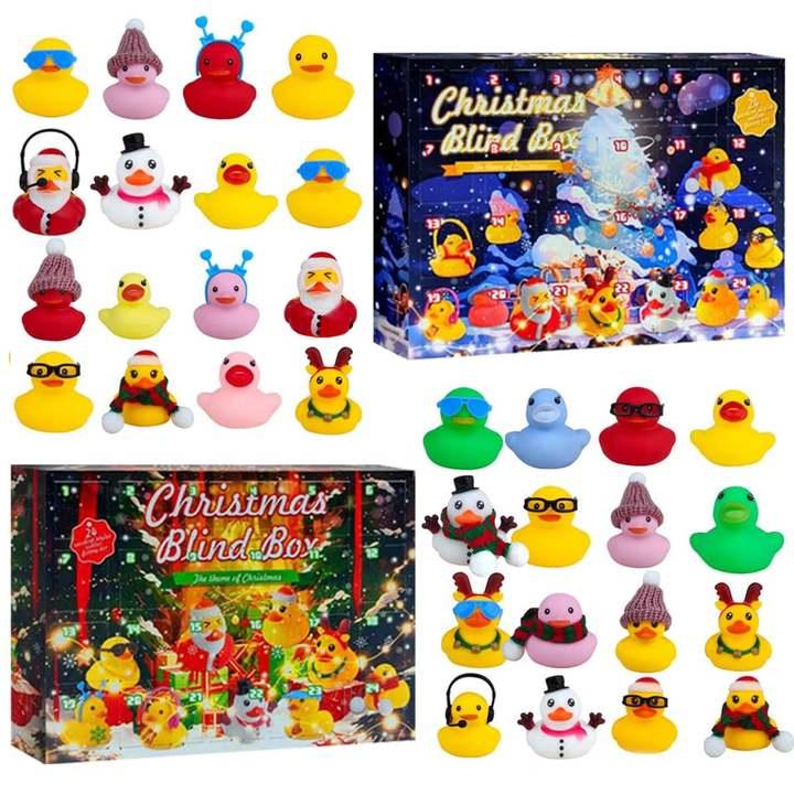 Christmas Countdown Blind Box, 1 Box Random Cute 24 Grid Duck Christmas Gift Box, Party Favors for Christmas, Party Gifts for Friends, Family, Classmates, Teachers, Christmas Advent Calendar Giftbox Set