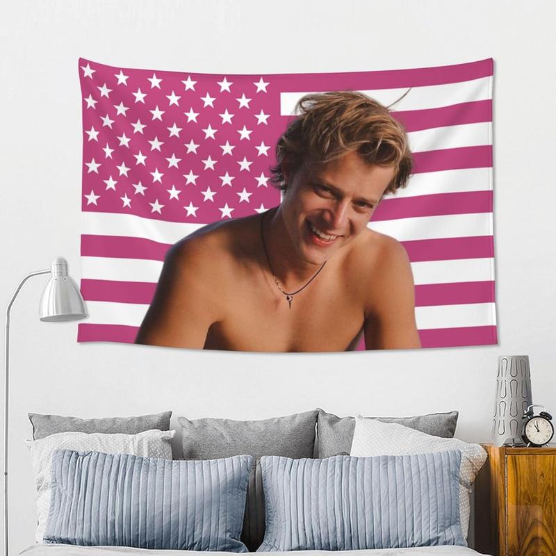 JJ Maybank Pink American Flag Poster Tapestry For College Dorm Bedroom Living Room Office Party Decoration Maybank Merch Fan Gift 60