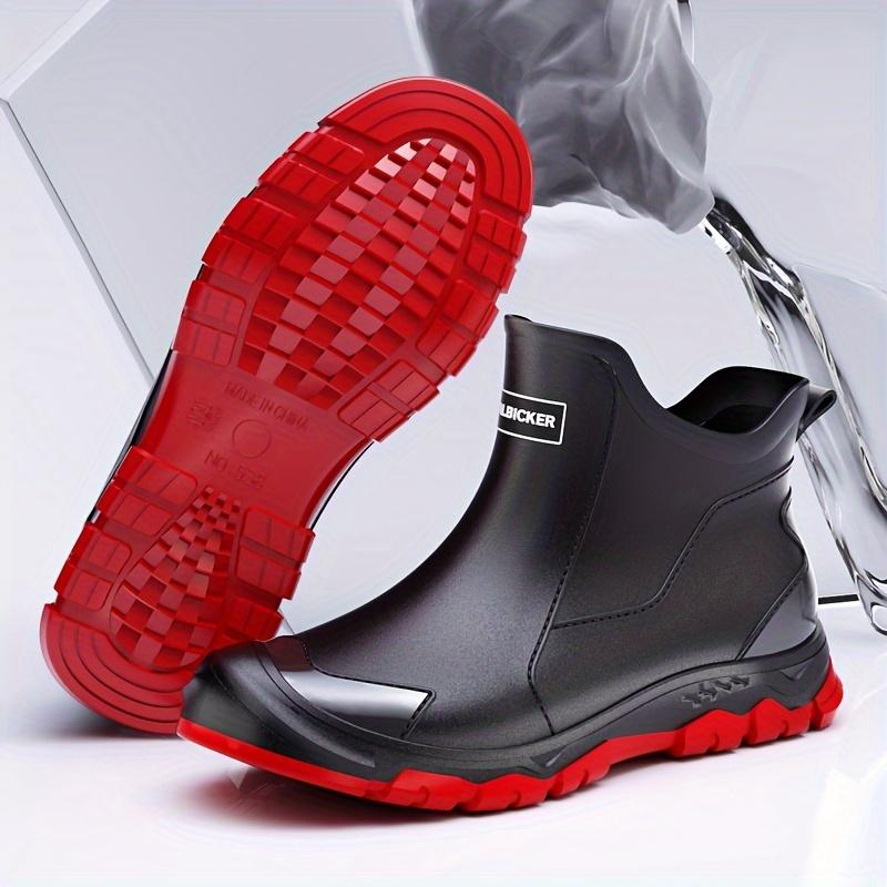 Men's Waterproof Rain Boots for Mountaineering and Water Sports, All Seasons Universal Solid Color, Wear-Resistant Rubber Sole