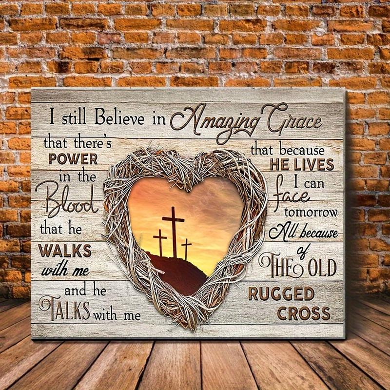 1pc Wooden Framed Canvas Decor I Sill Believe In Amazing Grace 22 Jesus Christ Jesus Bible Verse Scripture Canvas Wall Art With Framed Ready To Hang 11.8inx15.7in rimless