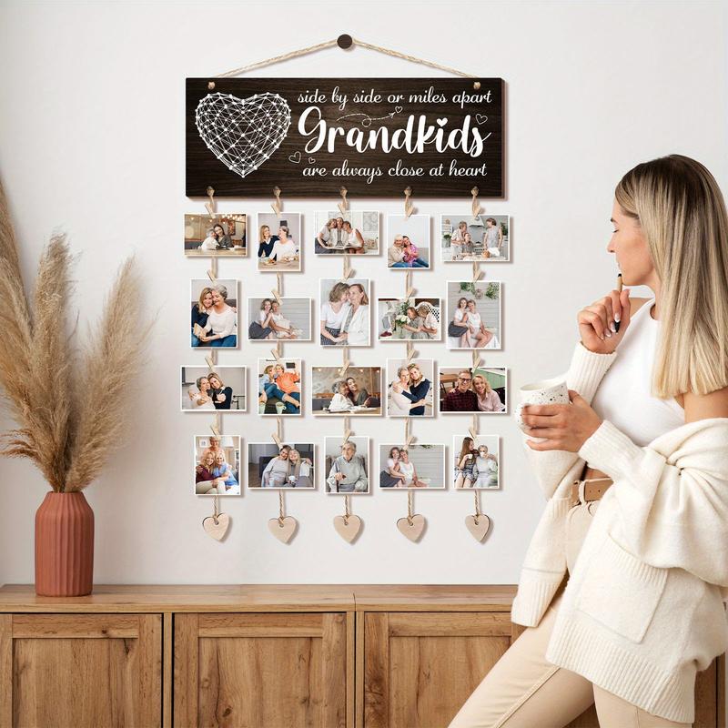 1 Set of Wooden Hanging Photo Frame, Grandparents' Day Gift, Gift for Grandma, Gift for Grandpa, Birthday Gift for Grandma, Card for Grandma and Grandfather, Photo Frame, Grandparents' Bragging Board, picture Frame from Granddaughters, Grandchildren, Chri