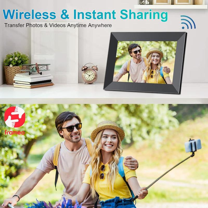 [Black Friday]Christmas Gift Frameo WiFi Digital Photo Frame, Real-time Video Photo Sharing, 10.1-inch HD IPS Smart Touch Screen Photo Frame, Support 32GB Memory and Cloud Album, Automatic Rotation or Wall Hanging, Creative Birthday Gift, Cyber ​​Monday