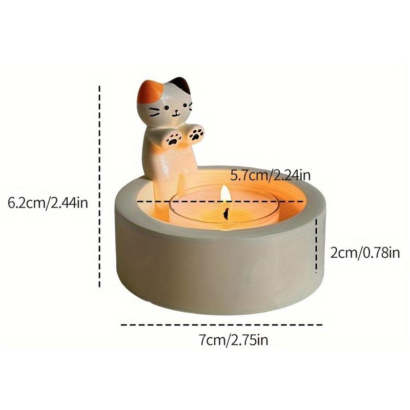 Cute Cartoon Cat Design Candle Holder, 1 Count Resin Craft without Candle, Decorative Candle Holder for Home Party Wedding