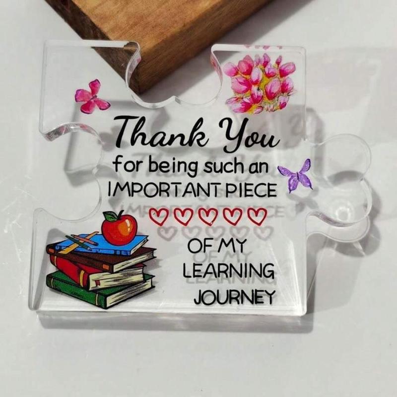 Acrylic Puzzle Design Ornament, Thank You Gift, Teacher Appreciation Gift, Great for Birthday and Retirement Office Desk Decoration