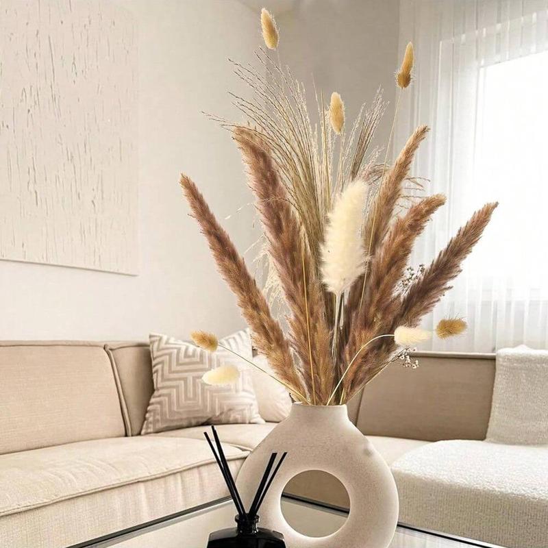 Artificial Grass, 100pcs set Natural Dried Pampas Grass Decoration, Home Decor Supplies for Living Room, Dining Room, Bedroom, Office Desk