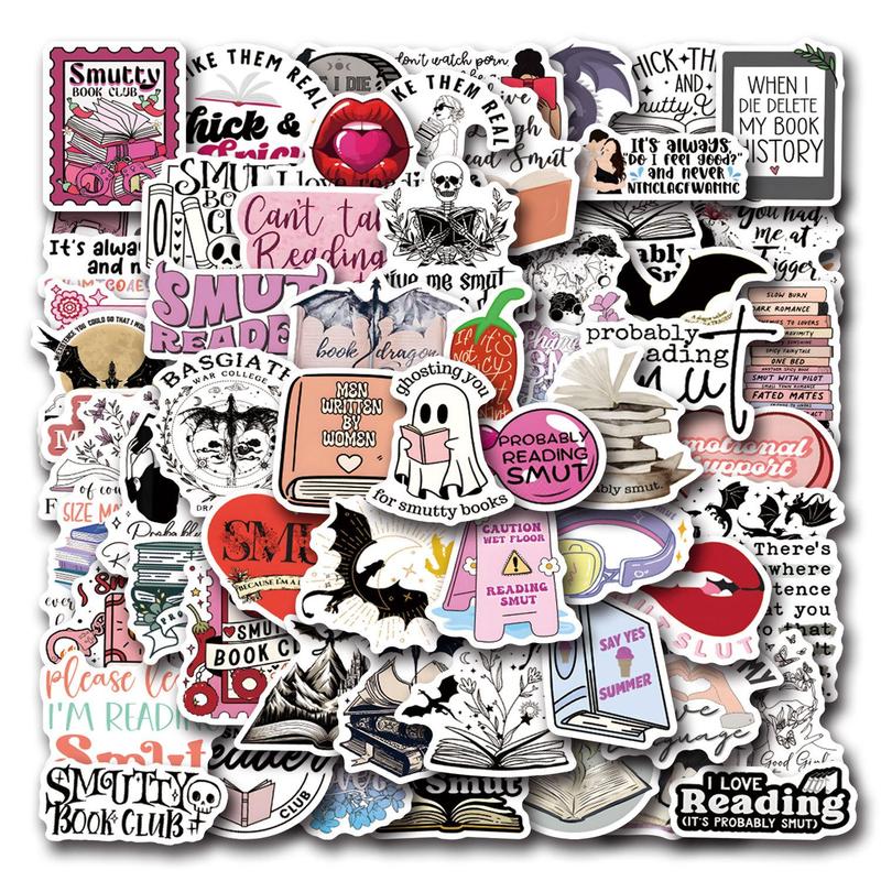 Book Sticker, 100pcs set Cute Waterproof Vinyl Decals, Suitable for Girls Who Love Smut and Romance, Decorative Sticker for iPad, Laptop, Ebook Reader, Water Bottle