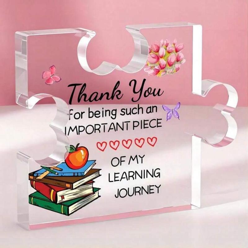 Acrylic Puzzle Design Ornament, Thank You Gift, Teacher Appreciation Gift, Great for Birthday and Retirement Office Desk Decoration