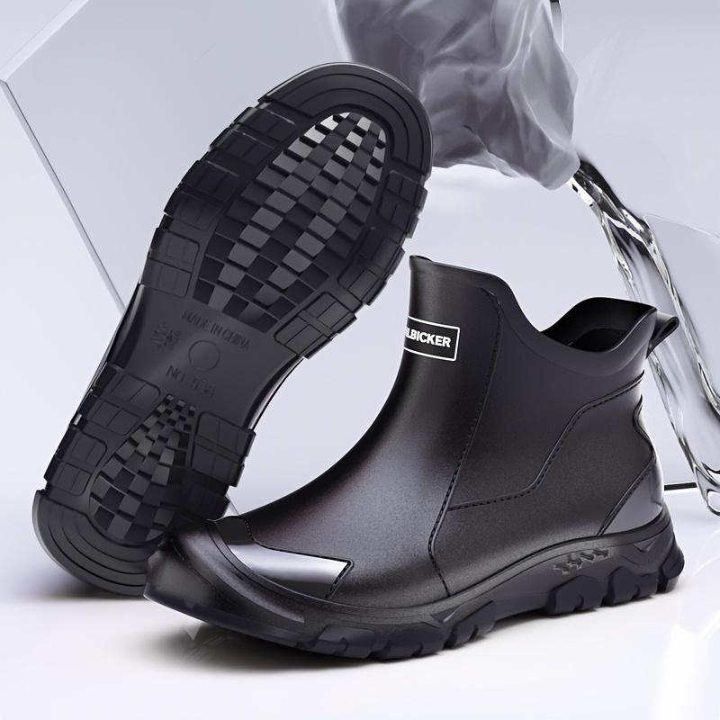 Men's Waterproof Rain Boots for Mountaineering and Water Sports, All Seasons Universal Solid Color, Wear-Resistant Rubber Sole