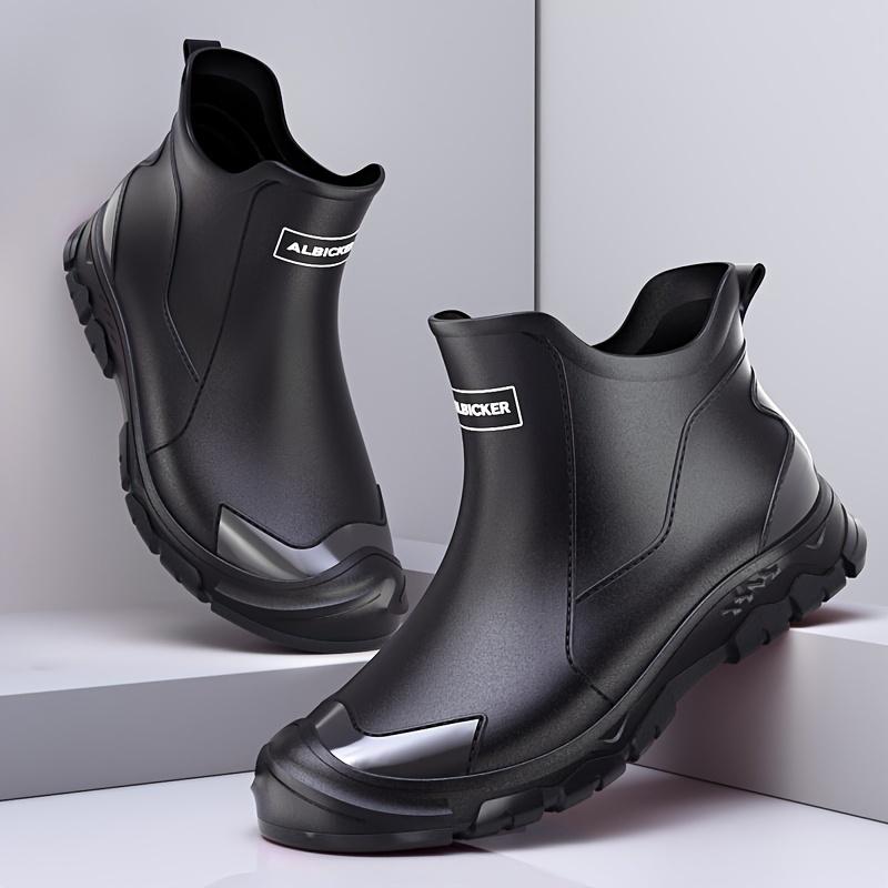 Men's Waterproof Rain Boots for Mountaineering and Water Sports, All Seasons Universal Solid Color, Wear-Resistant Rubber Sole