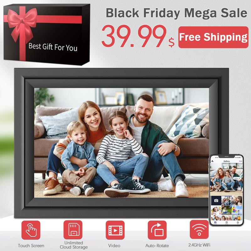 Christmas Newyear Gift SAMMIX Digital Picture Frame, 10.1 Inch WiFi Digital Photo Frame, IPS HD Touch Screen Electronic Picture Frame, 16GB Storage, Slideshow, Easy to Share Photos and Video via Uhale APP, Gifts for Mom