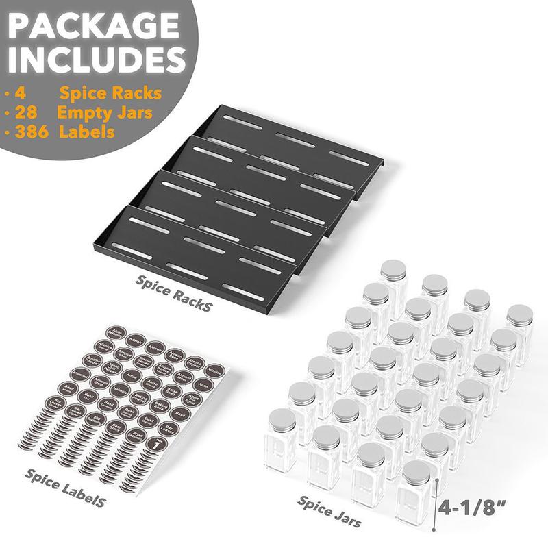 SpaceAid® Spice Drawer Organizer with 28 Spice Jars Compact Spice Rack for Kitchen Drawer