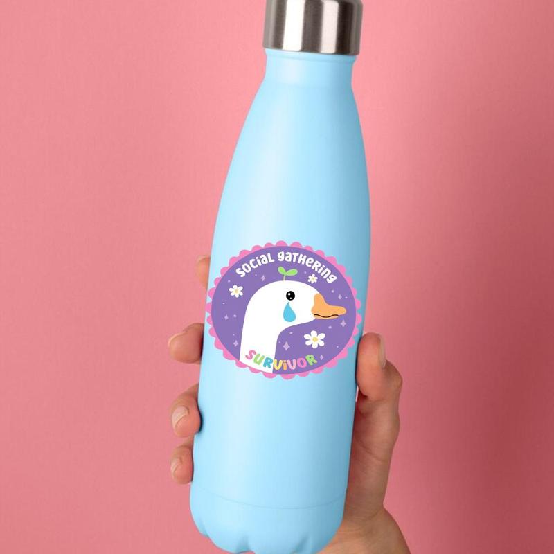 Social Goose Pattern Decal, 3 Counts set Waterproof Funny Sticker, Mental Health Sticker, Party Gifts, Meme Goose Decals for Water Bottle, Mug, Laptop, Tumbler