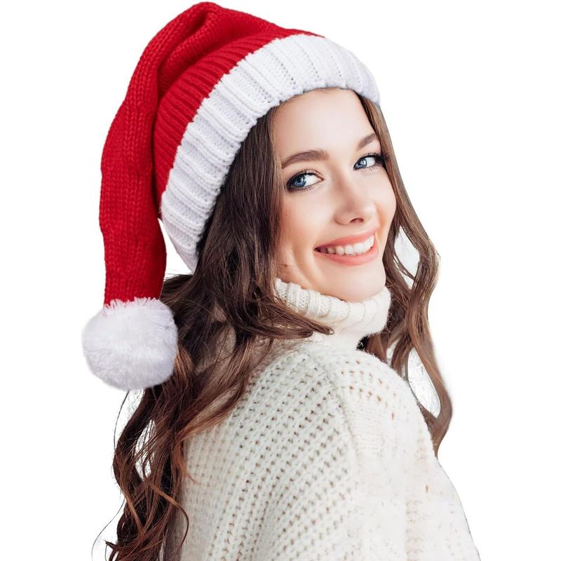 Santa Hat Red Christmas Xmas Party Knitted Hat Santa Skull Cap For Adult Women Men