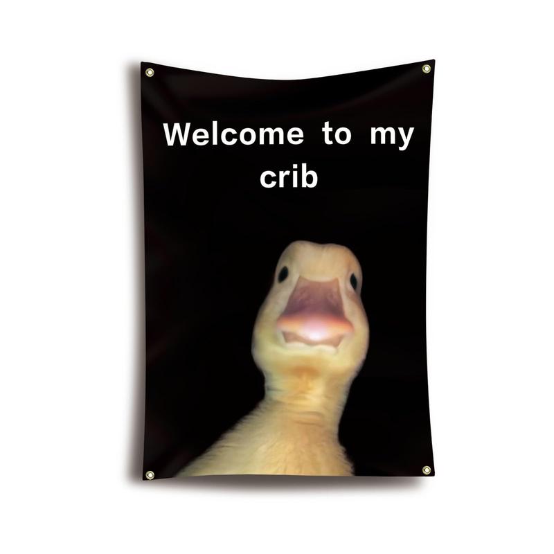 Welcome to My Crib Flag 2x3 Feet Funny Flags for Room Man Cave Wall Flag with Brass Grommets for College Dorm Room Decor Home Bedroom Decor