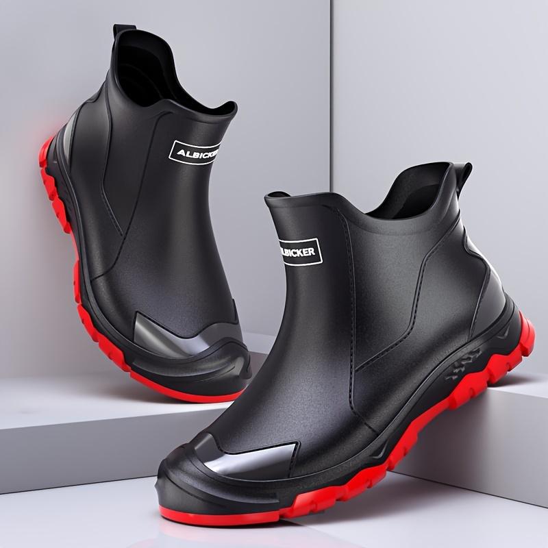 Men's Waterproof Rain Boots for Mountaineering and Water Sports, All Seasons Universal Solid Color, Wear-Resistant Rubber Sole