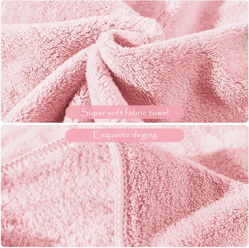 4 count Quick-Dry Microfiber Towel Sets, Super Soft and Absorbent Bathroom Towels, Great Shower Towels, Hotel Towels Gym Towels- Light Pink