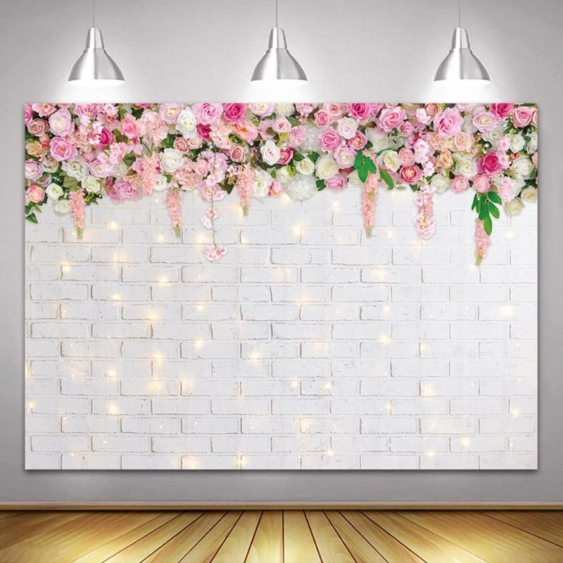 Flower Patterned Background, Wall Hanging Background, Glitter Brick Decor Background,  Flower Wall Backdrop  for Wedding Party Photo Shoot