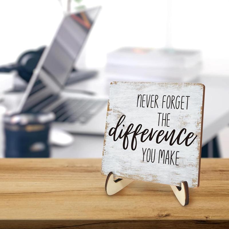 Decorative Desk Decor Motivational Positive Thank You Gifts Employee Appreciation Plaque with Wooden Stand Inspirational Wood Sign for Boss Mentor Leader Coworker Home Office Table Bookshelf