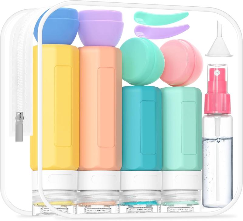 17 Pack Travel Bottles for Toiletries, TSA Approved Travel Size Toiletries Bottles, Leak Proof Travel Size Containers, Travel  for Body Wash, Shampoo, Lotion & Conditioner Colorful Kit Silicone Waterproof Organiser