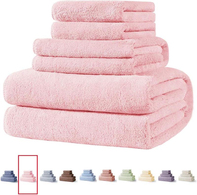 4 count Quick-Dry Microfiber Towel Sets, Super Soft and Absorbent Bathroom Towels, Great Shower Towels, Hotel Towels Gym Towels- Light Pink