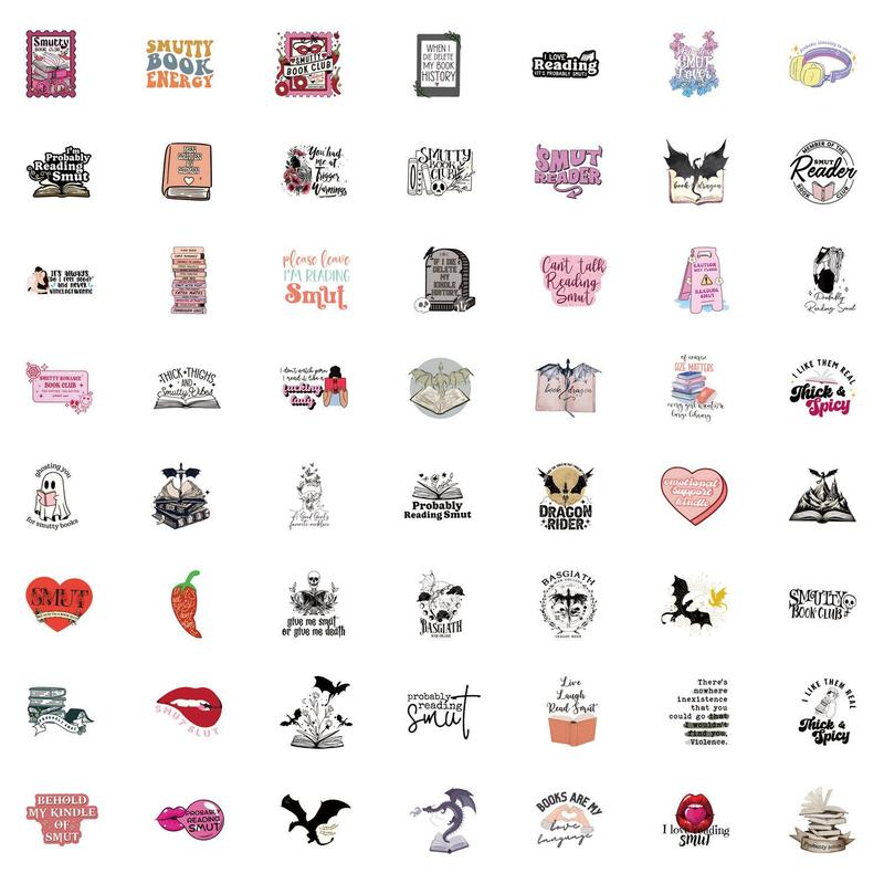 Book Sticker, 100pcs set Cute Waterproof Vinyl Decals, Suitable for Girls Who Love Smut and Romance, Decorative Sticker for iPad, Laptop, Ebook Reader, Water Bottle