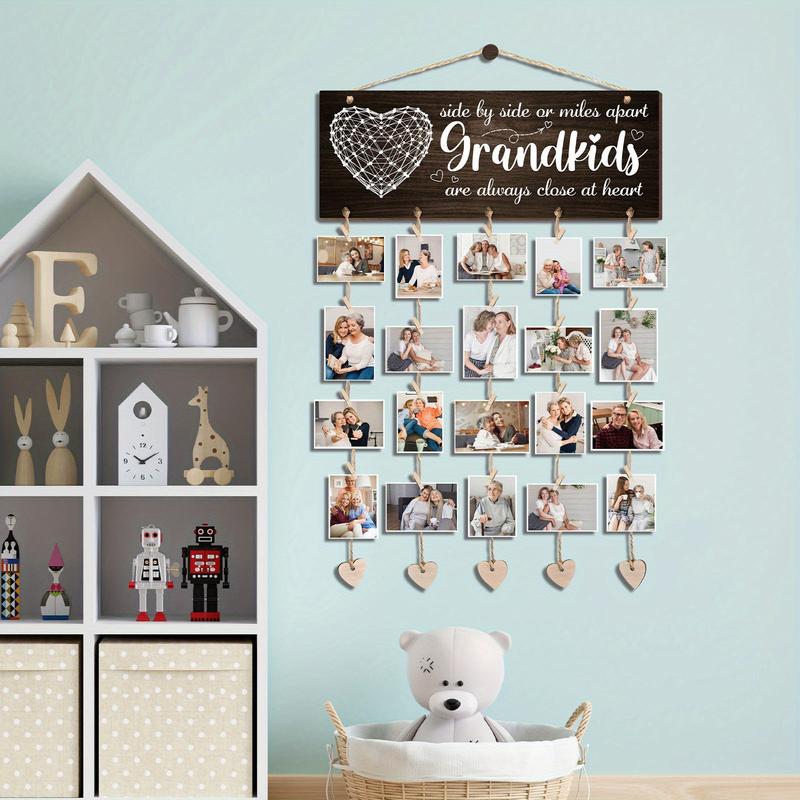 1 Set of Wooden Hanging Photo Frame, Grandparents' Day Gift, Gift for Grandma, Gift for Grandpa, Birthday Gift for Grandma, Card for Grandma and Grandfather, Photo Frame, Grandparents' Bragging Board, picture Frame from Granddaughters, Grandchildren, Chri