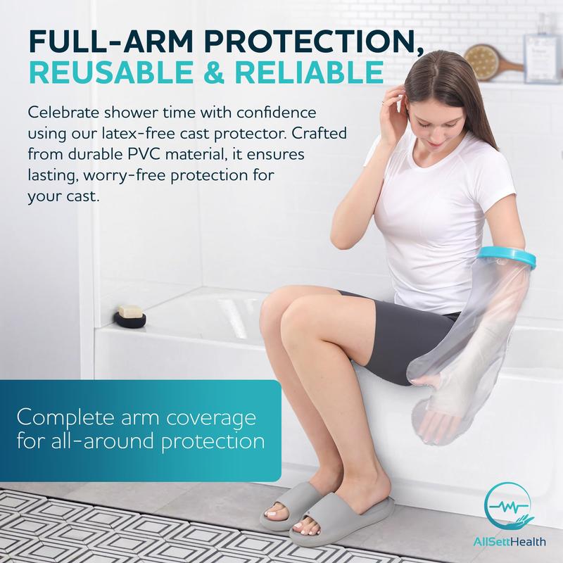 Large Arm Cast Cover for Shower – Waterproof Cast Protector for Shower | Reusable Cast Cover with Water-Tight Seal to Keep Wounds Dry | Protects the Hand, Wrist, Elbow