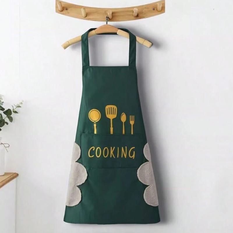 Adjustable Neck Strap Waterproof And Oil-Proof Cooking Apron With 2 Pockets, Unisex Kitchen Apron For Restaurant And Home Cooking