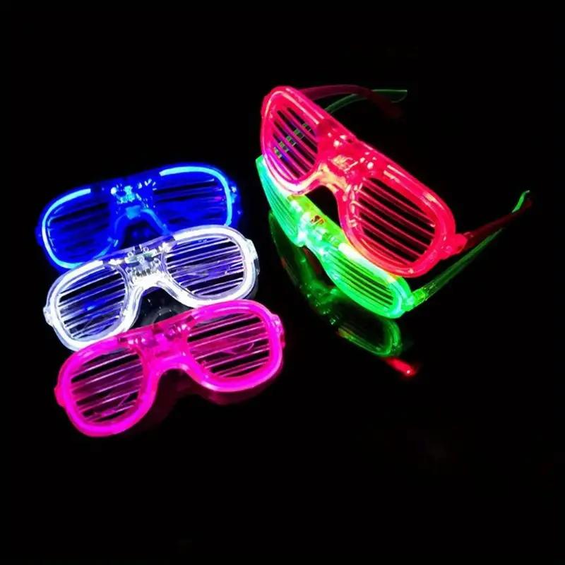 10Pcs Unisexes flashing slotted shutter shades, multi-colored plastic glasses, on off buttons, event party accessories, festive decor