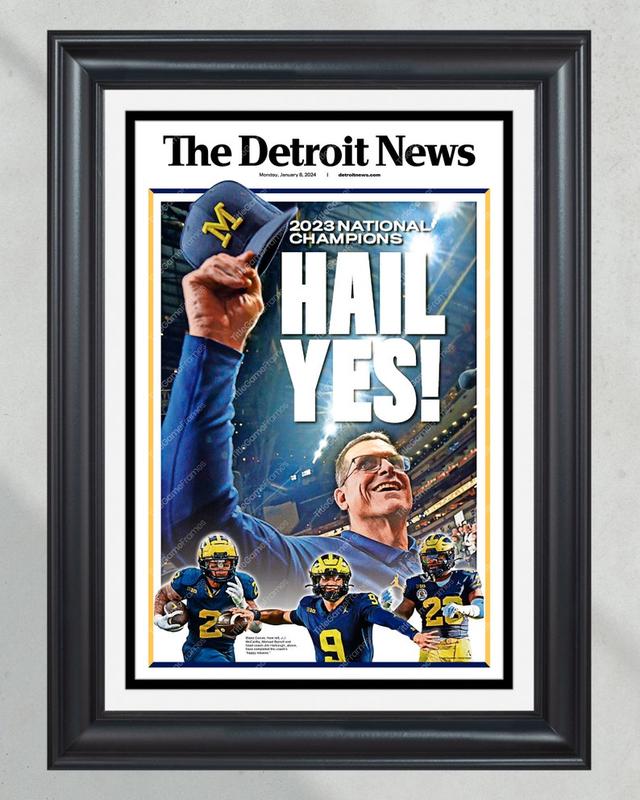 2024 Michigan Wolverines National Triumph: 'HAIL YES!' Tribute - Framed Commemorative Print